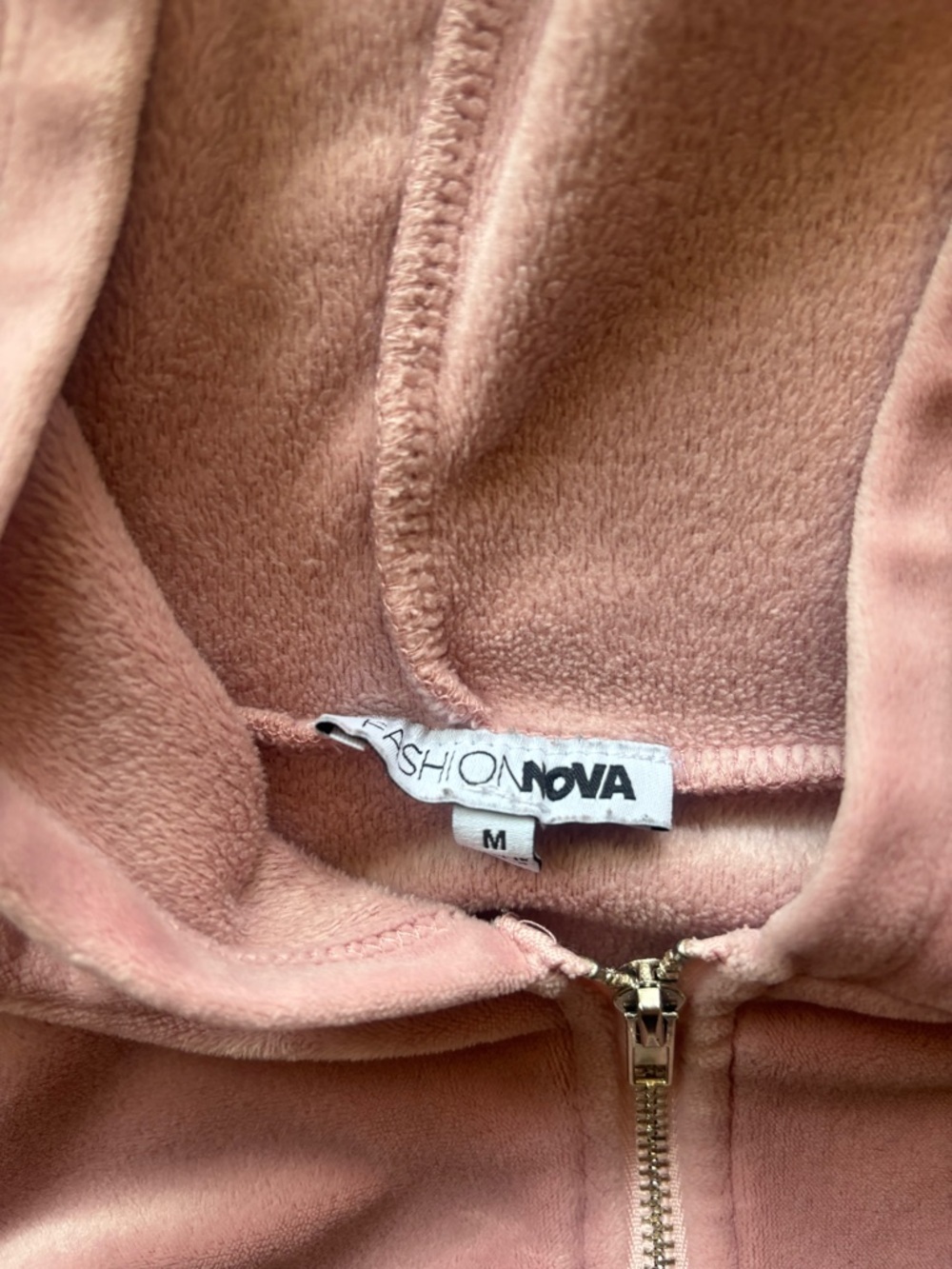 Y2K Pink Velour Cropped Zip Hoodie | Juicy Inspired | Coquette Sporty | Size M - Picture 4 of 7